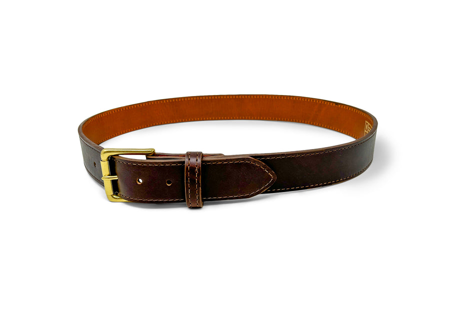 horween leather dress belt 1.25" width Burgundy Horween Chromexcel leather belt | Dark red color dress belt