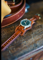 Aviator Bund Strap in Horween English Tan Dublin