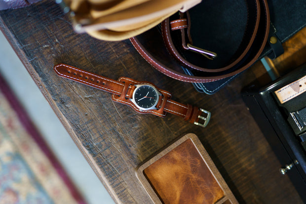 Aviator Bund Strap | Horween Dublin Leather | English Tan