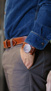 Premium Aviator Bund Strap in Horween English Tan Dublin