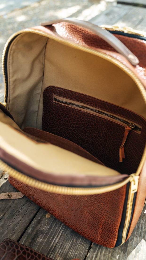 Jack Foster Travel Backpack | Cognac Shrunken Bison