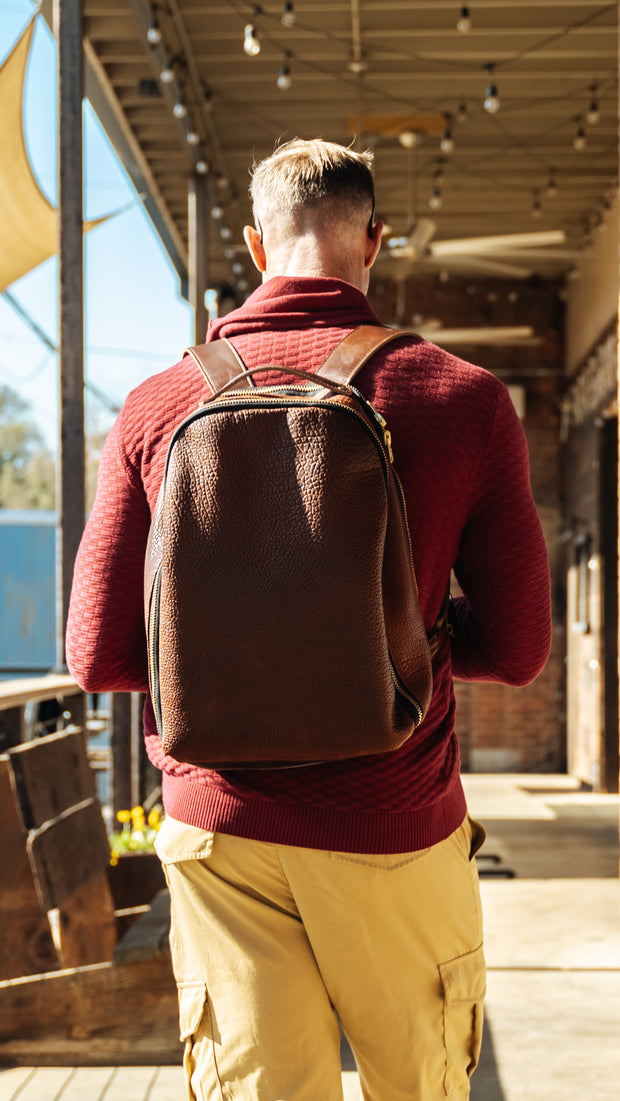 Jack Foster Travel Backpack | Cognac Shrunken Bison