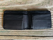 Handmade Leather Wallet |  Bifold | Quill Ostrich Black