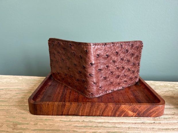 Brown Bifold Ostrich Leather Wallet