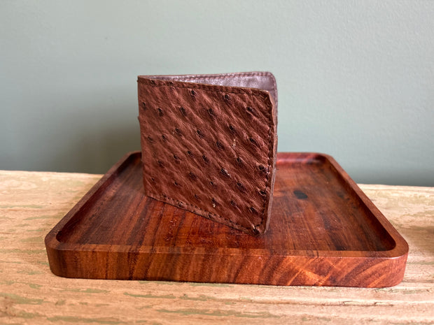 Handmade Leather Wallet |  Bifold | Quill Ostrich Brown