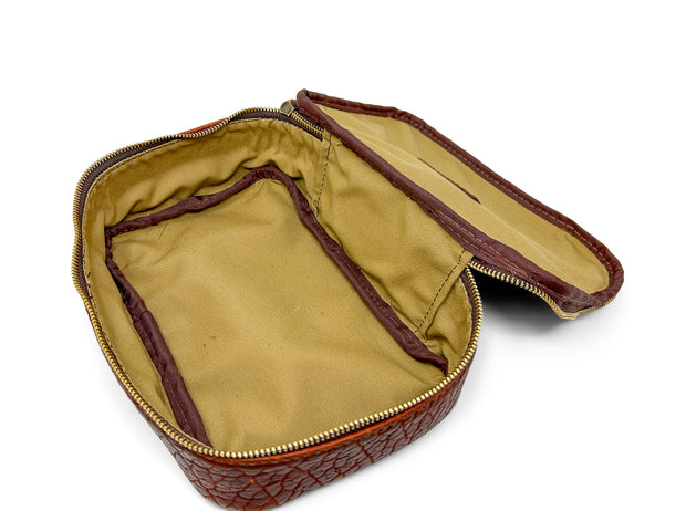 Leather Travel Case | Cognac Shrunken Bison