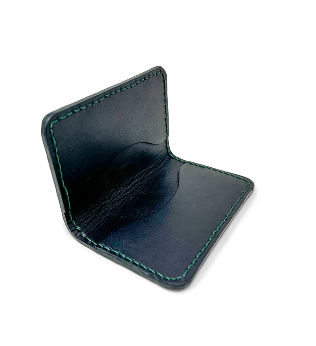 Handmade Leather Wallet |  Bifold Card Wallet | Green Alligator