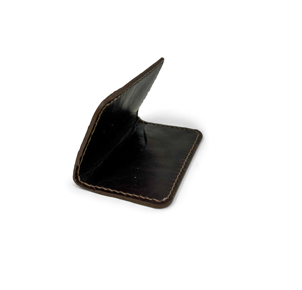 Handmade Leather Wallet |  Bifold Card Wallet | Saddle Tan Alligator