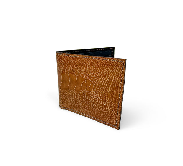 Handmade Leather Wallet |  Bifold | Brown Ostrich Leg