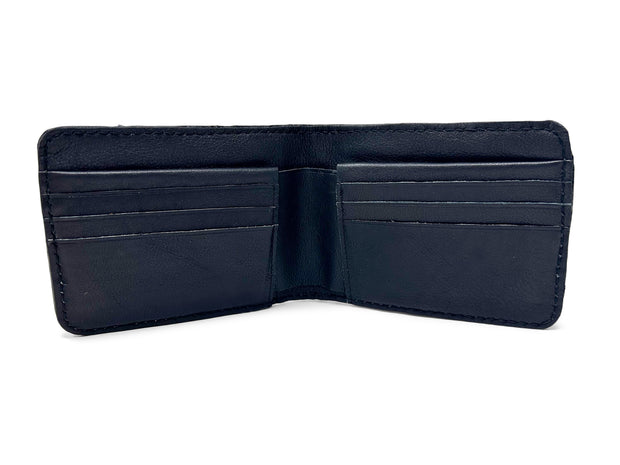 Handmade Leather Wallet |  Bifold | Quill Ostrich Black