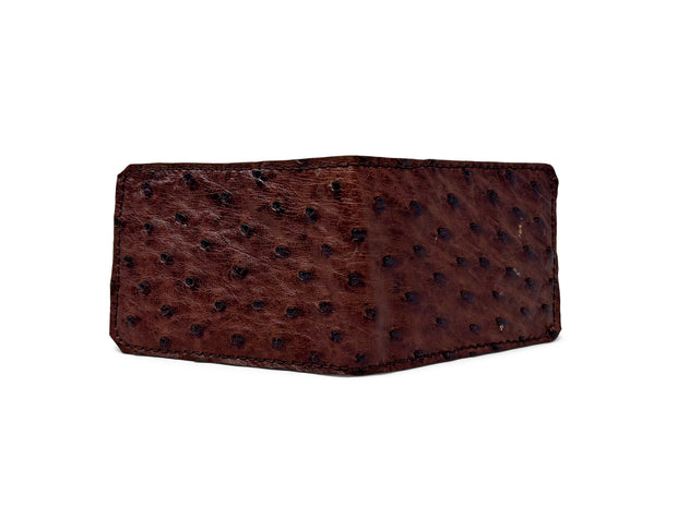 Agustine | Ostrich Leather Quick Card Access Wallet | Caramel