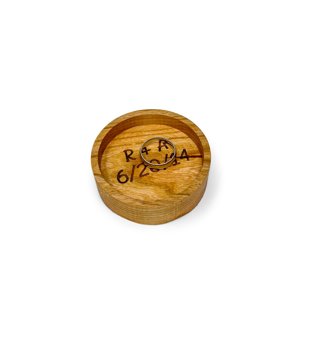 Wood Ring Dish / Cherry / Initials + Date