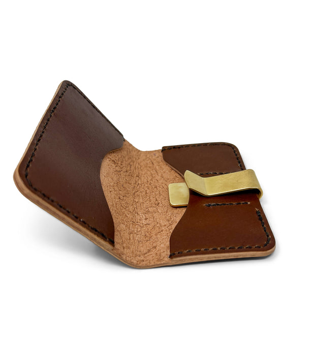Handmade Leather Wallet |  Cardholder with Money Clip | Brown Horsebutt