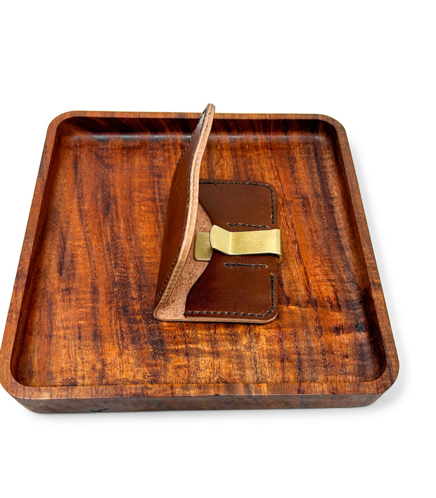 Handmade Leather Wallet |  Cardholder with Money Clip | Brown Horsebutt