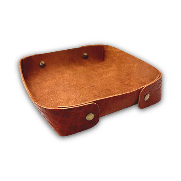 Valet Tray L | American Shrunken Bison | Cognac