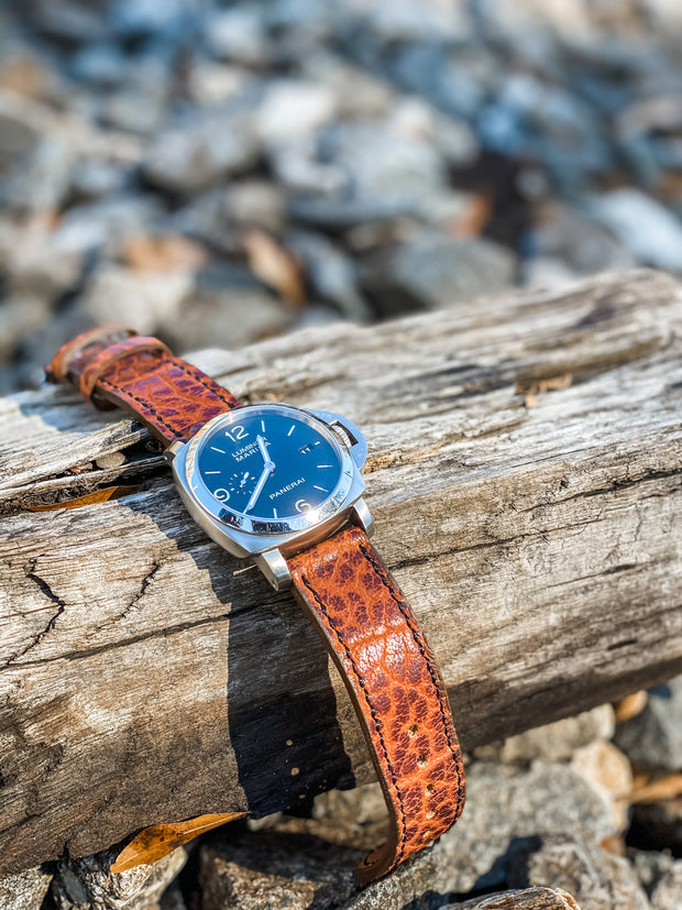 "Calhoun" Premium Watch Strap | American Shrunken Bison | Cognac