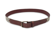 Handmade Leather Belt | Diamondback Rattlesnake | Brown English Bridle Accents