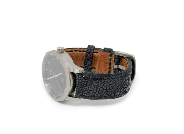 Premium Strap with Suede Charcoal Ostrich Leather
