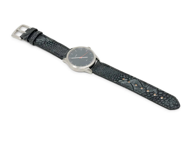 Premium Strap with Suede Charcoal Ostrich Leather