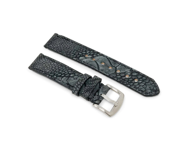 Premium Strap with Suede Charcoal Ostrich Leather