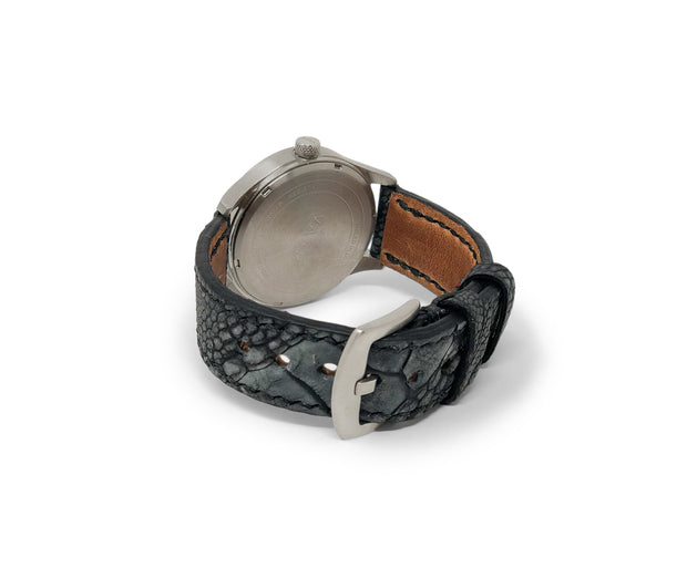 Premium Strap with Suede Charcoal Ostrich Leather