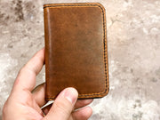 Handmade Leather Wallet |  Vertical | Horween English Tan Dublin