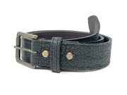 Handmade Leather Belt | American Shrunken Bison | Black