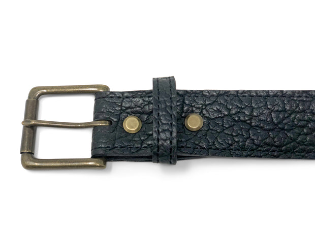 Handmade Leather Belt | American Shrunken Bison | Black