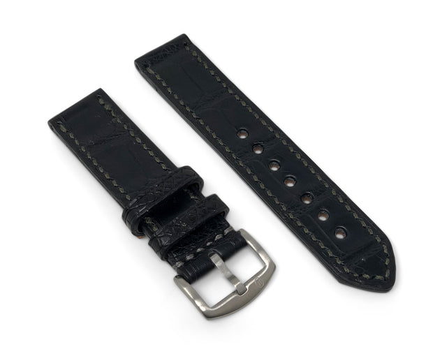 “Calhoun” Premium Strap | American Alligator Leather | Black