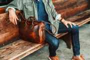 Slim Briefcase in Tan Shrunken Buffalo Leather