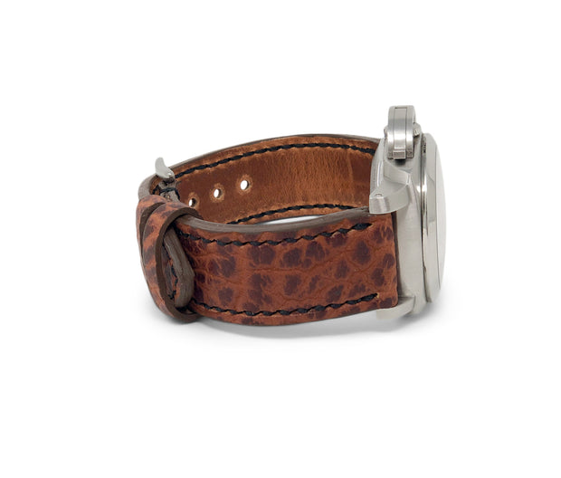 "Calhoun" Premium Watch Strap with Cognac American Shrunken Bison