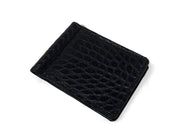 Handmade Leather Wallet |  Money Clip Cardholder | Black Alligator