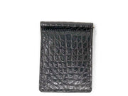 Handmade Leather Wallet |  Money Clip Cardholder | Black Alligator