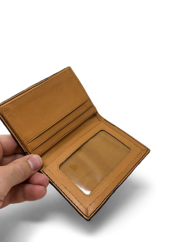 Handmade Leather Wallet |  Bifold Card and ID Wallet | Black Alligator