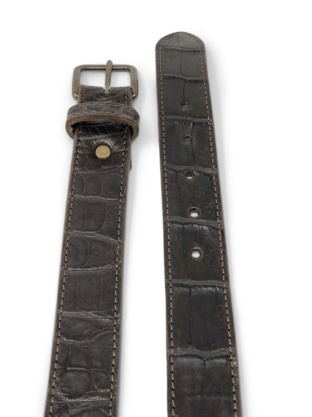 Handmade Leather Belt | American Alligator | Brown English Bridle Lining