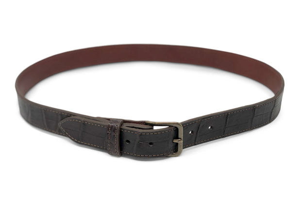 Handmade Leather Belt | American Alligator | Brown English Bridle Lining