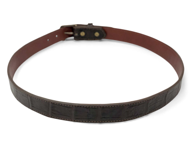 Handmade Leather Belt | American Alligator | Brown English Bridle Lining