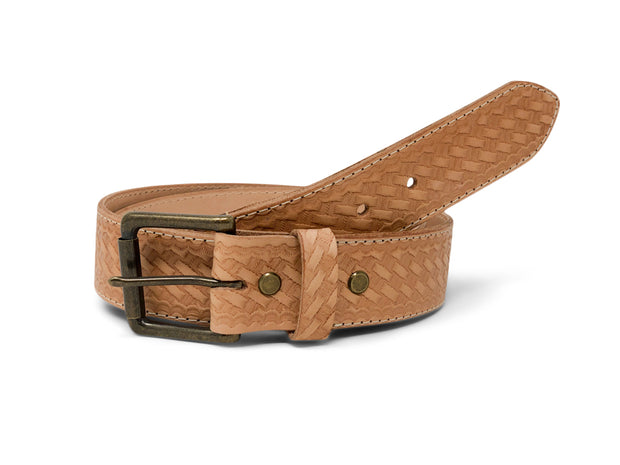 Handmade Leather Belt | Basketweave Vegetable Tan